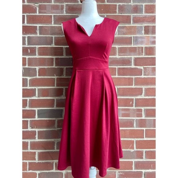 Klaxon's Dresses & Skirts - Red V Neck A-Line Dress